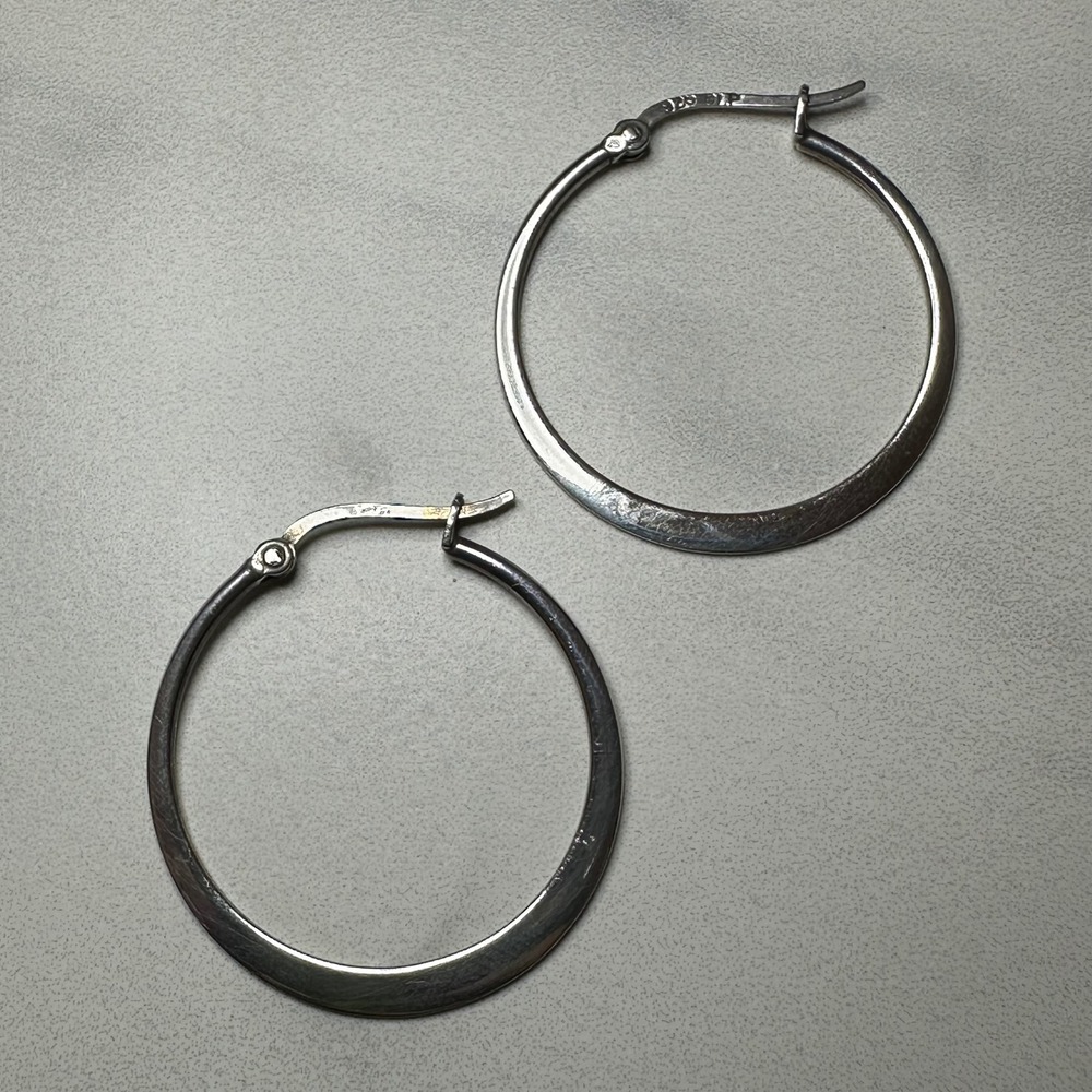 925 Sterling Silver Hoop Earrings Minimalist‎ Classic Everyday Jewelry